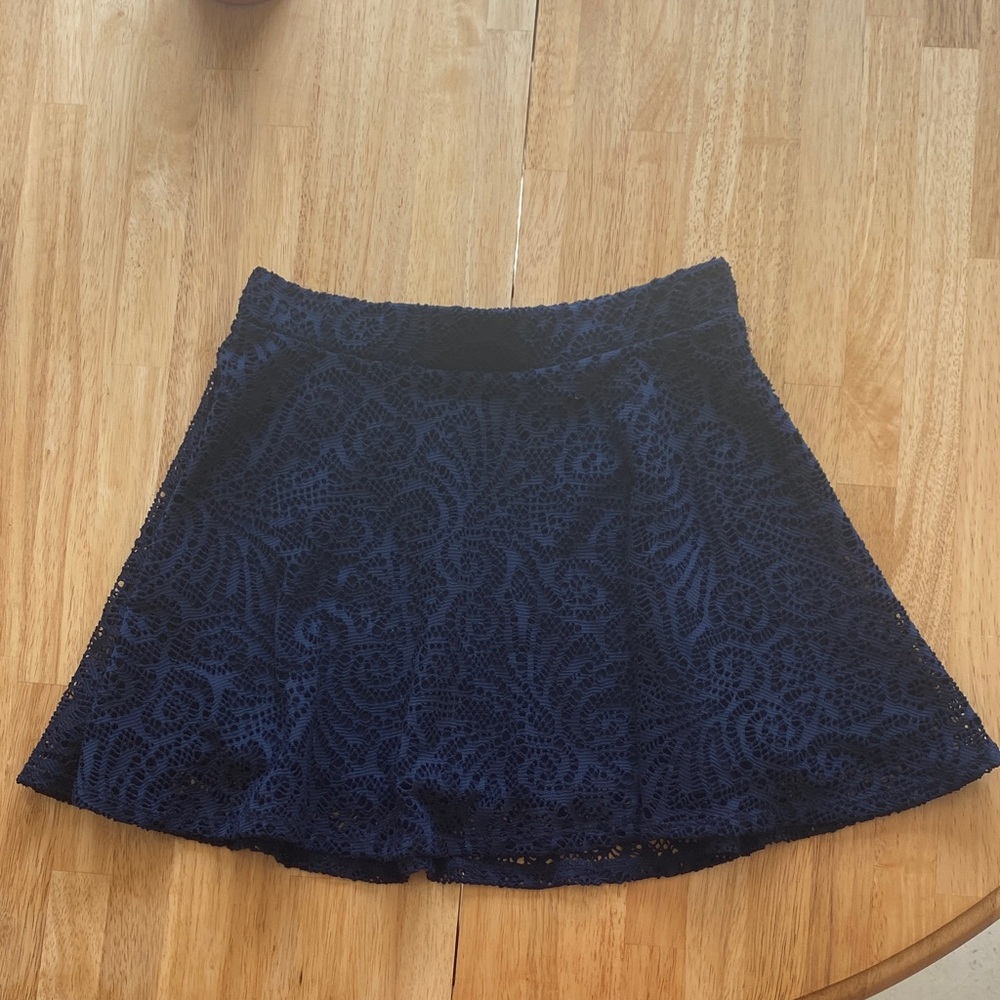 Aeropostale Navy Eyelet Lace Boho Skater Mini Skirt Size Small